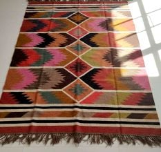 Multicolor Jute Handmade Vintage Dhurrie For Living Room